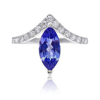 Bague incurvée en tanzanite taille marquise en or blanc 18k – Assay Jewelers
