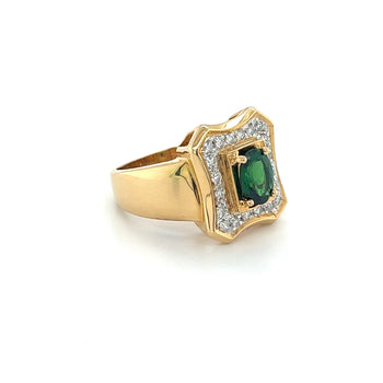 1.25 Carat Oval Cut Tsavorite And Round Cut Diamond Halo Rectangle Shape Ring – Assay Jewelers