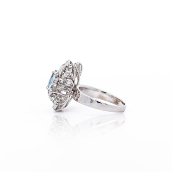 1.26 Carat Aquamarine & Diamond in 18K Yellow Gold Floral Statement Ring – Assay Jewelers