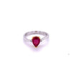 1.35 Carat Pear Cut Natural Ruby and Diamonds in 14k white gold Curved Ring-Rings-ASSAY