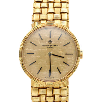 Vacheron Constantin 25mm 18K Gold Basketweave Dial Watch 1970s Full Set – Assay Jewelers