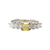 1.41 Carat Fancy Yellow Radiant & White Princess Diamond Illusion Band Ring