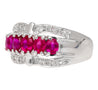 1.43 Carat Pinkish Red Ruby and Diamond Cluster Platinum Dome Ring