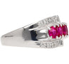 1.43 Carat Pinkish Red Ruby and Diamond Cluster Platinum Dome Ring