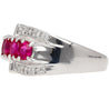 1.43 Carat Pinkish Red Ruby and Diamond Cluster Platinum Dome Ring