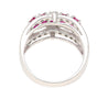 1.43 Carat Pinkish Red Ruby and Diamond Cluster Platinum Dome Ring