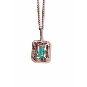 1.47 Carat Emerald and Diamond halo 18k Rose Gold Pendant Necklace – Assay Jewelers