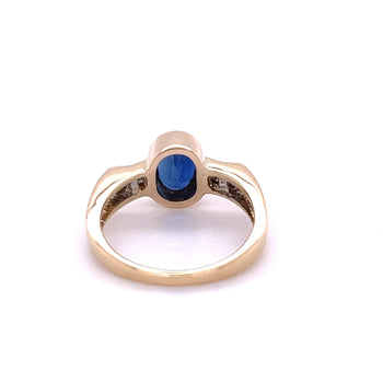1.48 Carat Oval Cut Blue Sapphire With Princess Cut Diamond Ring in 18k Gold – Assay Jewelers