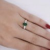 1.5 Carat Emerald and Old Cut Diamond 2 Piece Wedding Band and Ring Set