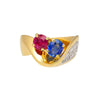 1.5 Carat Sapphire & Ruby with Diamond 18K Yellow Gold Crossover Statement Ring