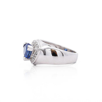 1.5 Carat Trillion Blue Sapphire & Diamond in 18K Gold Midi Ring – Assay Jewelers