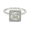 1.60 Carat Princess Cut Lab Grown Diamond Engagement Ring in 18K Rope Style Shank and Diamond Halo