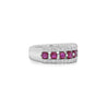 1.54 Carat Round Cut Ruby and Diamond Double-Row Eternity Band Ring