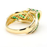 1.55 Carat Emerald & Diamond in 18K Gold Bow Dome Design Band Ring