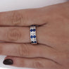 1.58 Carat Blue Round Sapphire & Baguette Diamond Platinum 6MM Band Ring