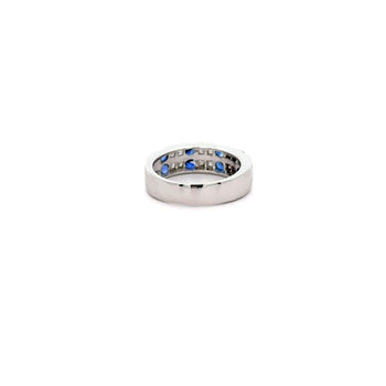 1.58 Carat Blue Round Sapphire & Baguette Diamond Platinum 6MM Band Ring – Assay Jewelers