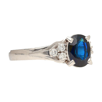 1.58 Carat Oval-Cut Blue Sapphire and Diamond Platinum Filigree Ring – Assay Jewelers