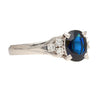 1.58 Carat Oval-Cut Blue Sapphire and Diamond Platinum Filigree Ring