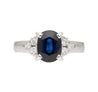 1.58 Carat Oval-Cut Blue Sapphire and Diamond Platinum Filigree Ring