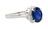 1.66 Carat Oval Blue Sapphire and Diamond Platinum Dainty Ring