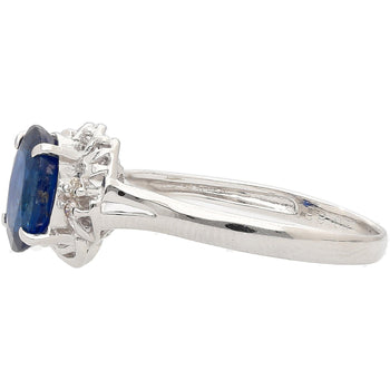 1.66 Carat Oval Blue Sapphire and Diamond Platinum Dainty Ring – Assay Jewelers