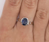 1.66 Carat Oval Blue Sapphire and Diamond Platinum Dainty Ring