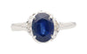 1.66 Carat Oval Blue Sapphire and Diamond Platinum Dainty Ring