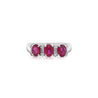 1.67 Carat Oval Cut Ruby and Diamond Three-Stone Band Ring