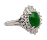 1.73 Carat Jadeite Jade Fei Cui & Diamond Halo Platinum Ballerina Filigree Ring