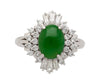 1.73 Carat Jadeite Jade Fei Cui & Diamond Halo Platinum Ballerina Filigree Ring