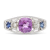1.78 Carat Pink Sapphire Blue Sapphire Diamond 18K White Gold Vintage Ring