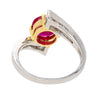 1.8 Carat Round Ruby Diamond Platinum and 18K Gold Bypass Ring