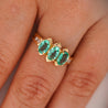 1.80 Carat Oval Emerald 3 Stone Ring in 14K Gold