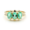 1.80 Carat Oval Emerald 3 Stone Ring in 14K Gold