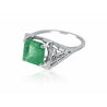 1.93 Carat Colombian Emerald set in Art Deco Platinum filigree ring - ASSAY