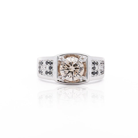 1.95 Carat Faint Brown, White, & Black Diamonds Men's Ring