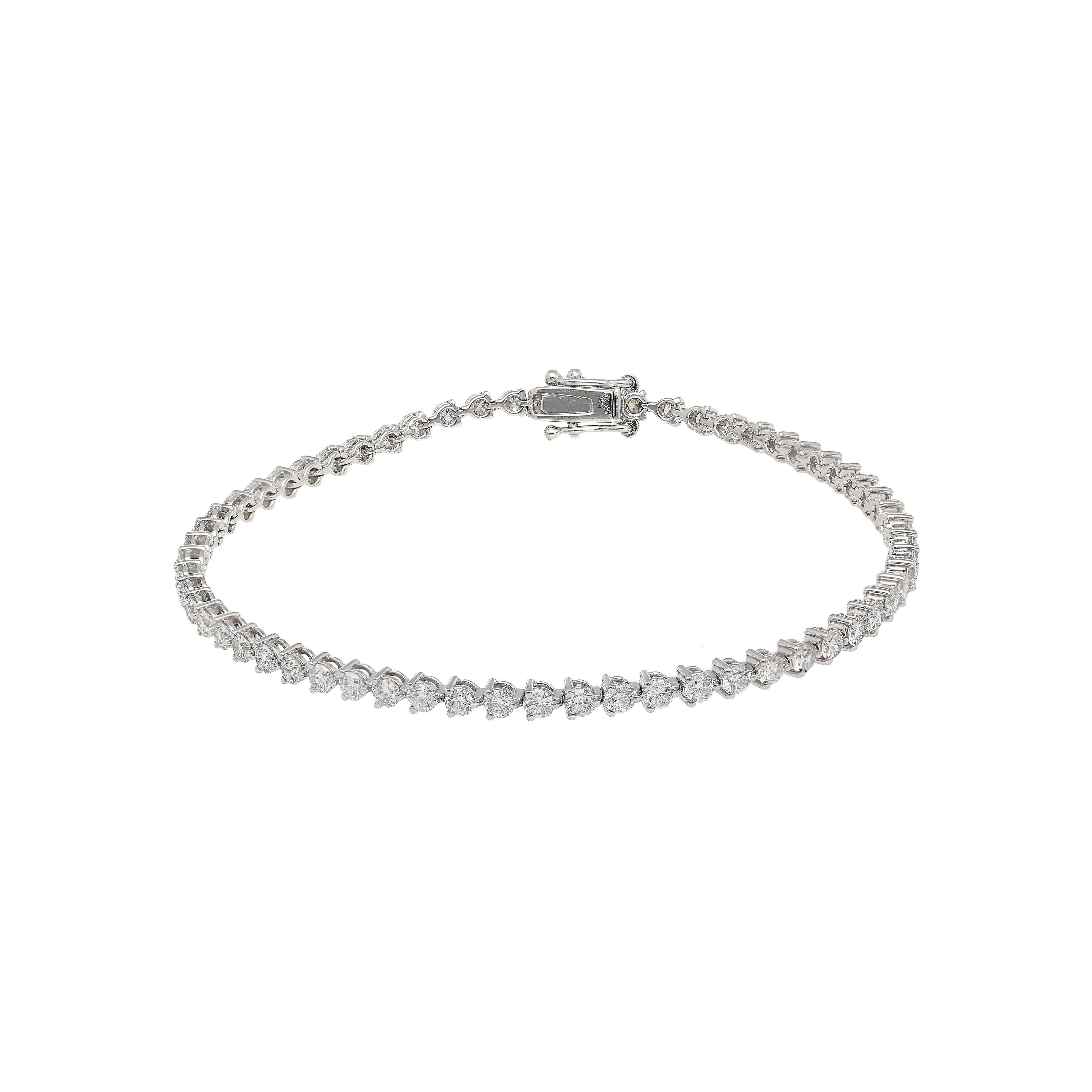 2-10 Carat Natural Diamond 3-Prong 14k Tennis Bracelet-Bracelets-ASSAY