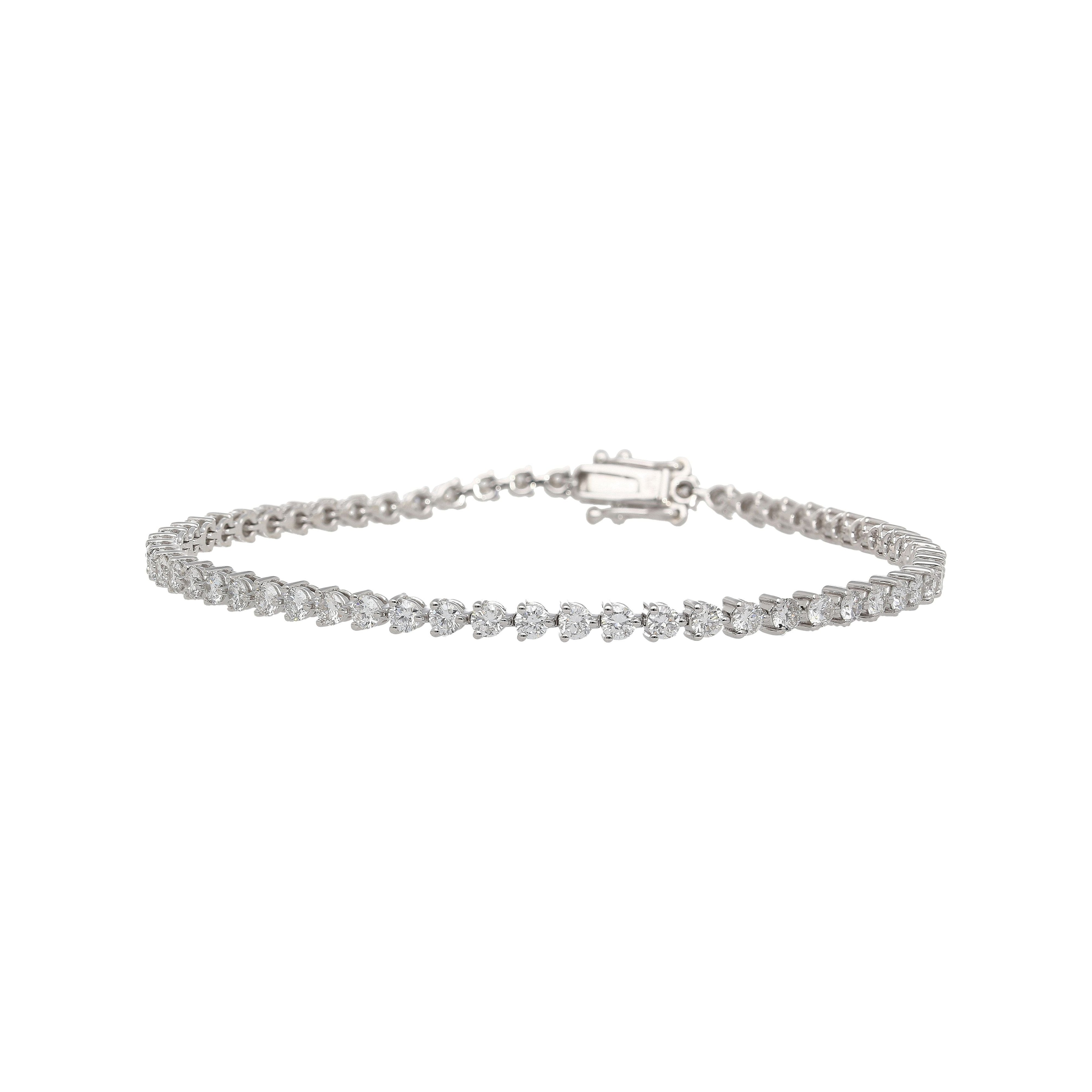 2-10 Carat Natural Diamond 3-Prong 14k Tennis Bracelet-Bracelets-ASSAY