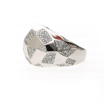 2 Carat Diamond Pave Geometric Bombé Dome 18k White Gold Ring – Assay Jewelers