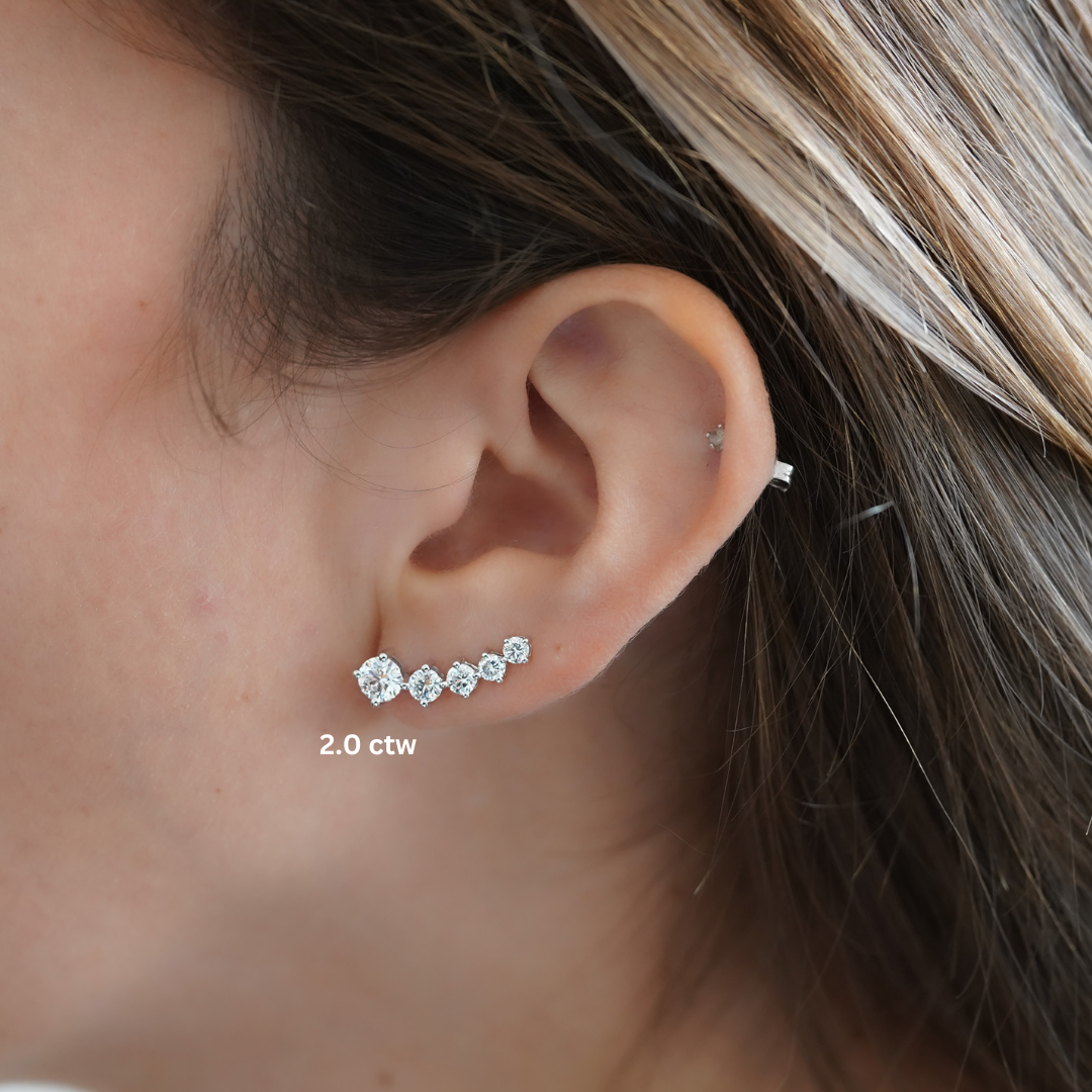 2 Carat Lab Grown Diamond Graduated Ear Climber Earring