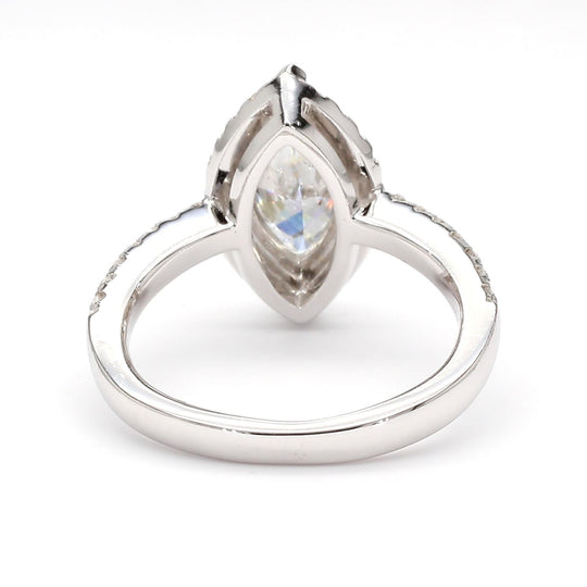 2 Carat Marquise Diamond H Color SI1 Pave Halo 14K White Gold Engagement Ring