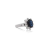 2 Carat Oval Cut Blue Sapphire & Round Diamond Halo Setting Statement Ring