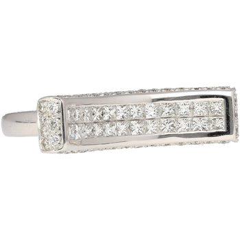 Bague superposée à dessus courbé serti de diamants, diamant taille princesse 2 carats, en 18K – Assay Jewelers