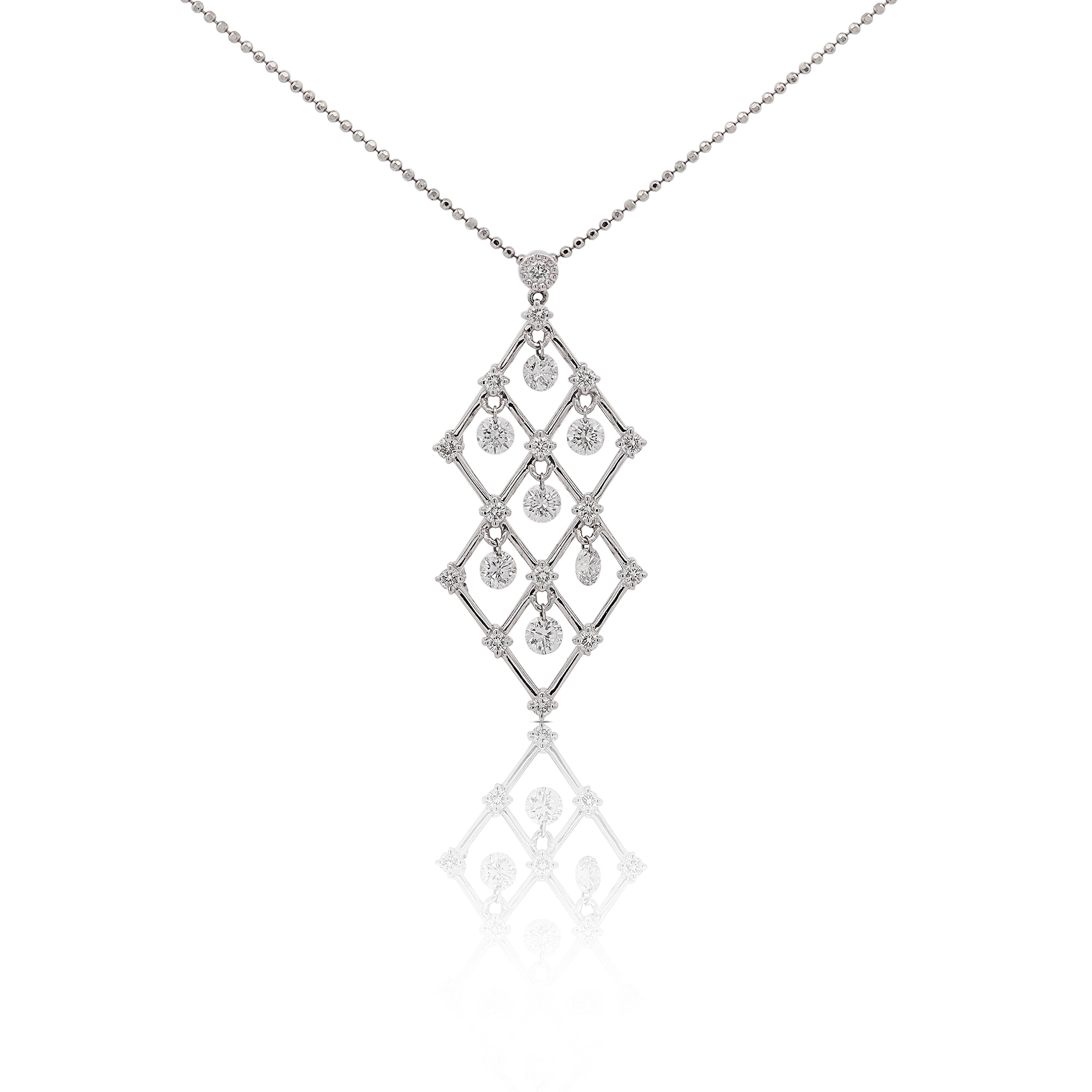 2 Carat tw Diamond Dangling Platinum Pendant Necklace