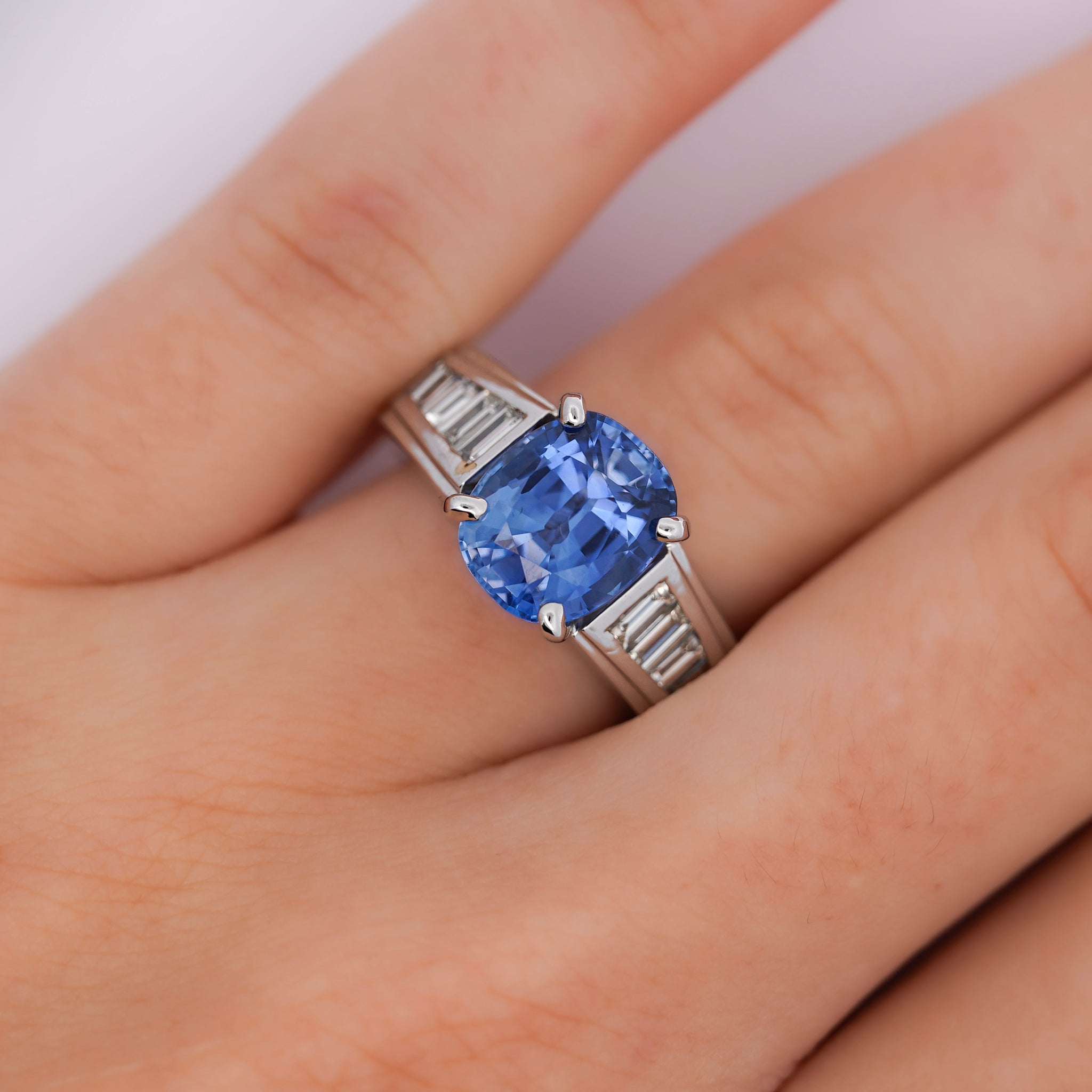 4.71ct Oval Cut No Heat Sri Lanka Blue Sapphire Ring