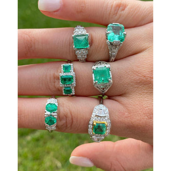 2-Stone 0.92CT TW Round Cut Natural Emerald Ring in 18k White Gold – Assay Jewelers