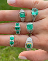 2-Stone 0.92CT TW Round Cut Natural Emerald Ring in 18k White Gold-Rings-ASSAY