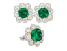 20 Carat Colombian Emerald GRS Certified Vivid Green 18K Earring & Ring Set