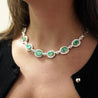 20 Carat Oval Cut Emerald & Rose-Cut Diamond Statement 18k Necklace