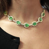 20 Carat Oval Cut Emerald & Rose-Cut Diamond Statement 18k Necklace